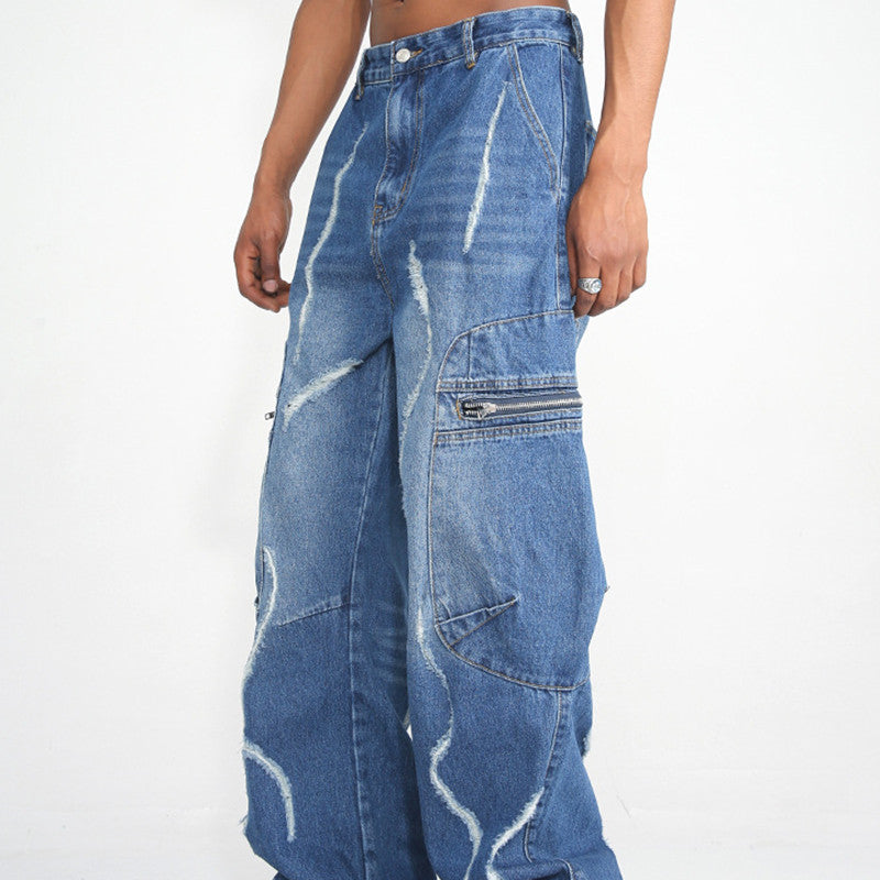 scriptured Straight Zipper Cargo Pants