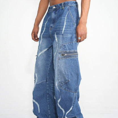 scriptured Straight Zipper Cargo Pants