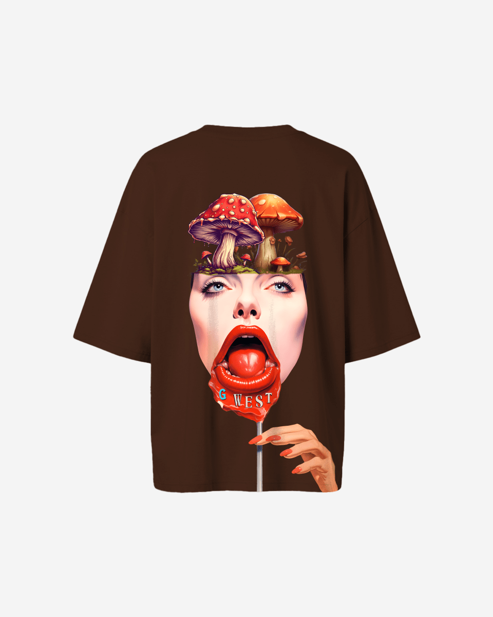 G West Womens Oversized Lollipop Mushroom Oversized Tee