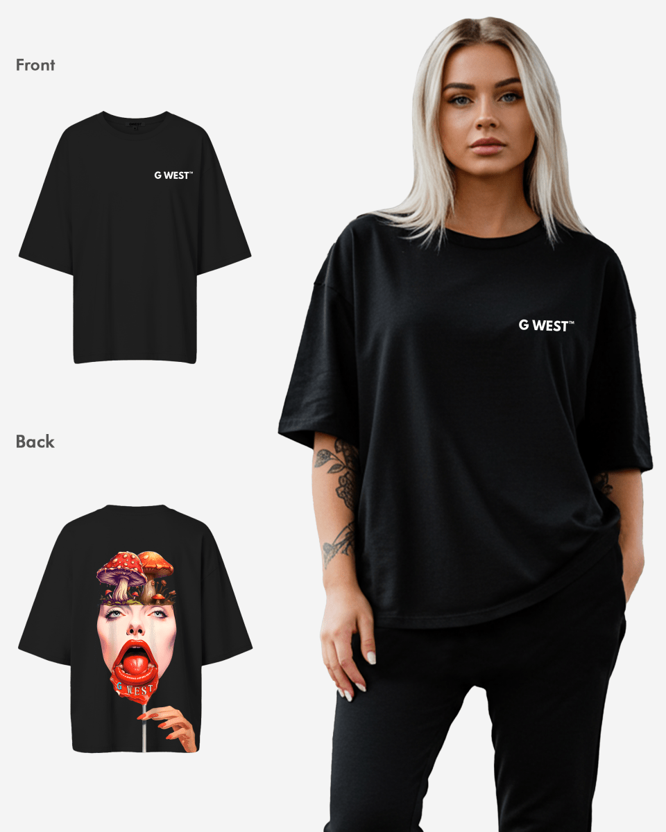 G West Womens Oversized Lollipop Mushroom Oversized Tee