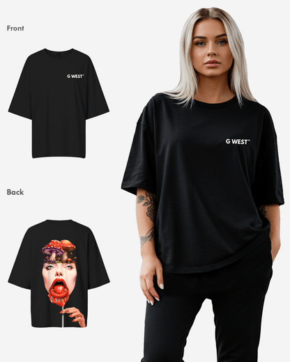 G West Womens Oversized Lollipop Mushroom Oversized Tee