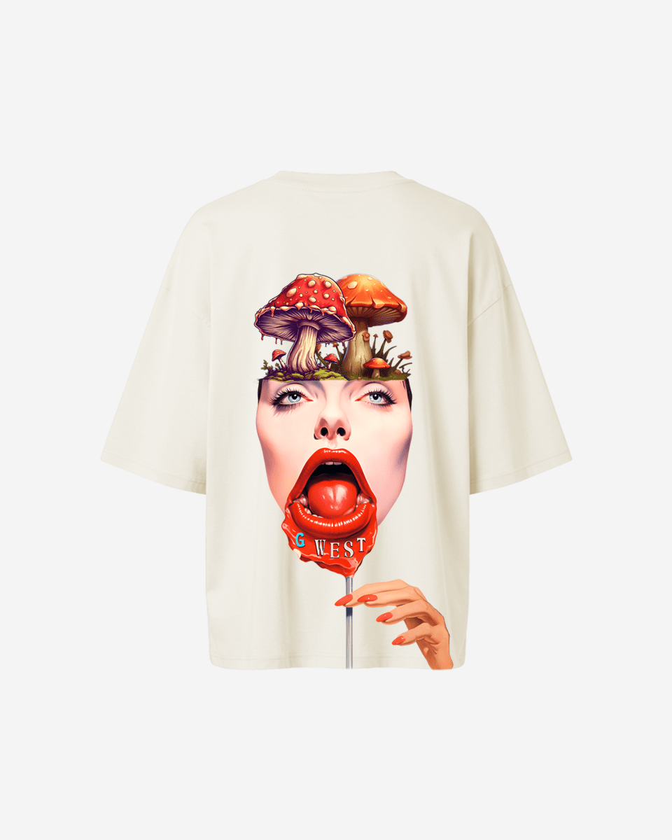 G West Womens Oversized Lollipop Mushroom Oversized Tee