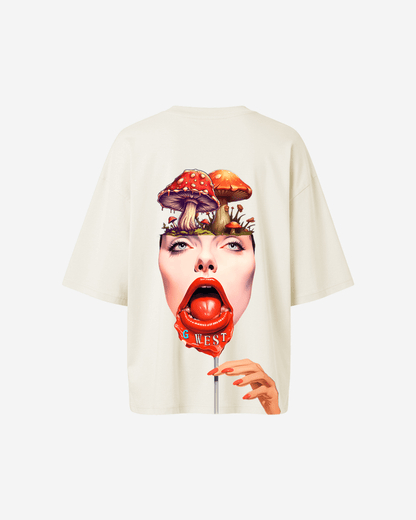 G West Womens Oversized Lollipop Mushroom Oversized Tee