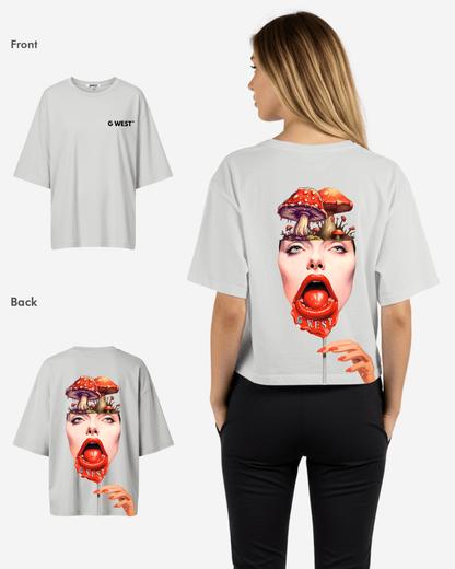 G West Womens Oversized Lollipop Mushroom Oversized Tee