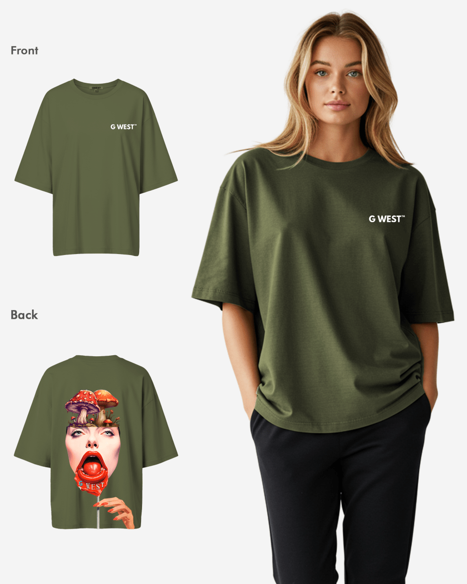 G West Womens Oversized Lollipop Mushroom Oversized Tee