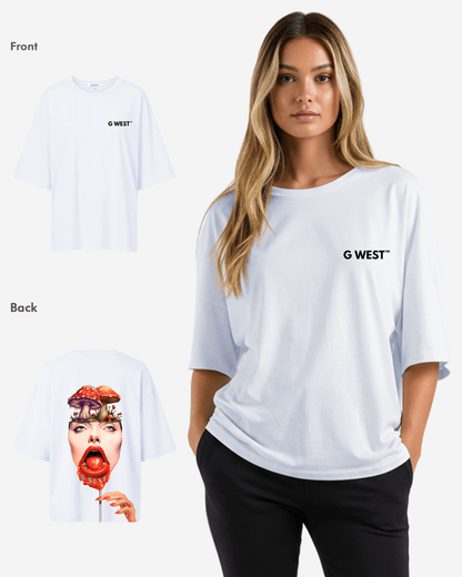 G West Womens Oversized Lollipop Mushroom Oversized Tee