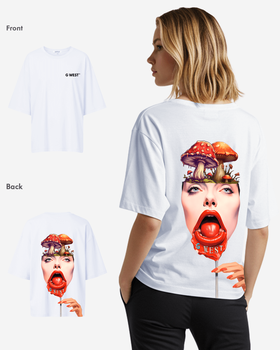 G West Womens Oversized Lollipop Mushroom Oversized Tee