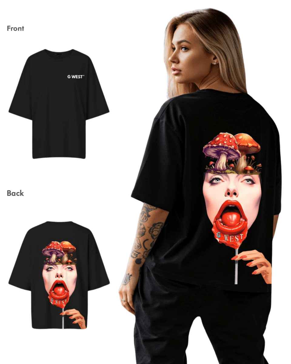 G West Womens Oversized Lollipop Mushroom Oversized Tee