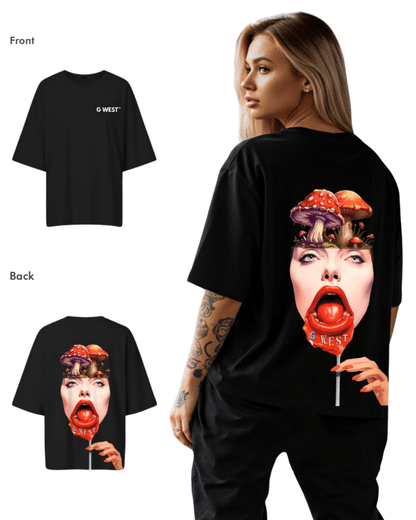 G West Womens Oversized Lollipop Mushroom Oversized Tee