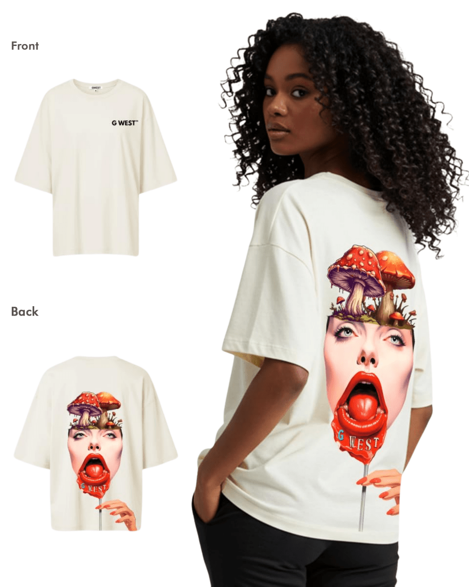 G West Womens Oversized Lollipop Mushroom Oversized Tee