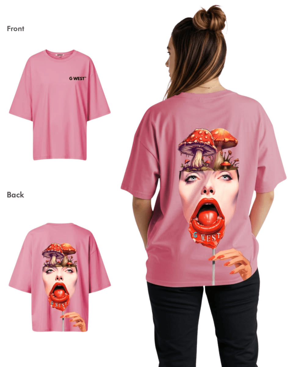 G West Womens Oversized Lollipop Mushroom Oversized Tee